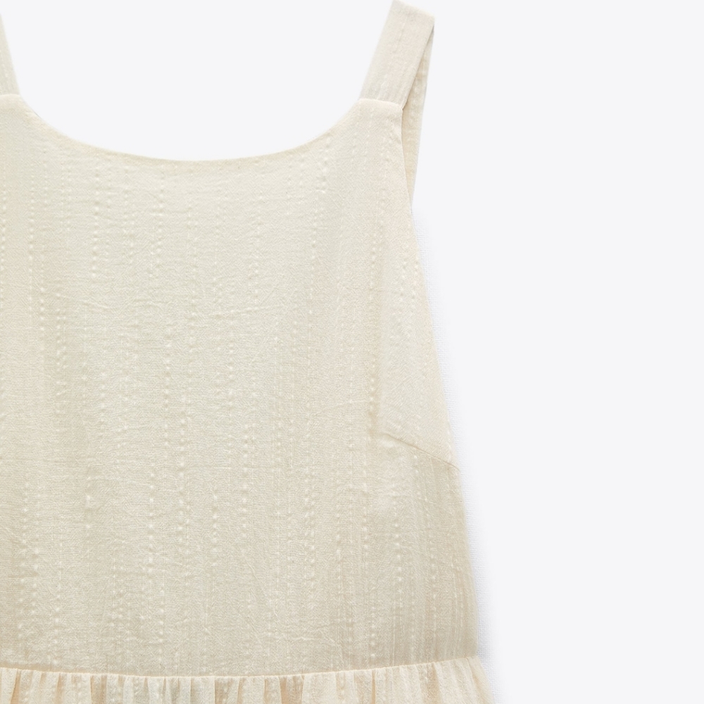 Zara * Cream Maxi Dress Rustic Boho Size S - Picture 11 of 12
